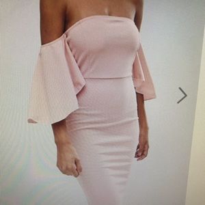 ASOS BLUSH OFF THE SHOULDER DRESS